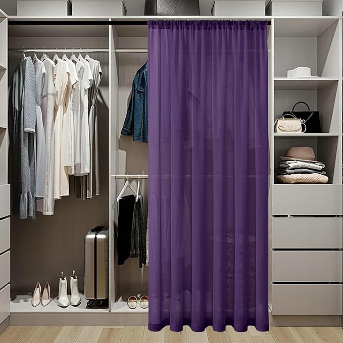 Tollpiz Small Sheer Door Curtain Closet Linen Textured Curtain Sheers Doorway - Image 3