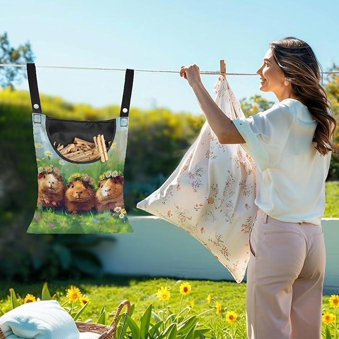 Guinea Pig Clothespin Bag Space-Saving Laundry Hanging Storage Organizer - Image 2