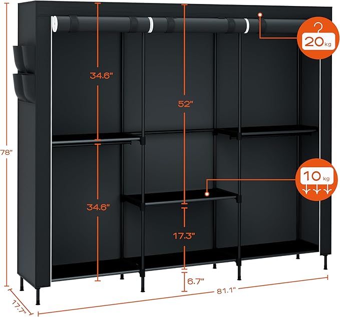 Portable Closet, 81.5 Inch Extra Large Capacity Wardrobe Closet - Image 5