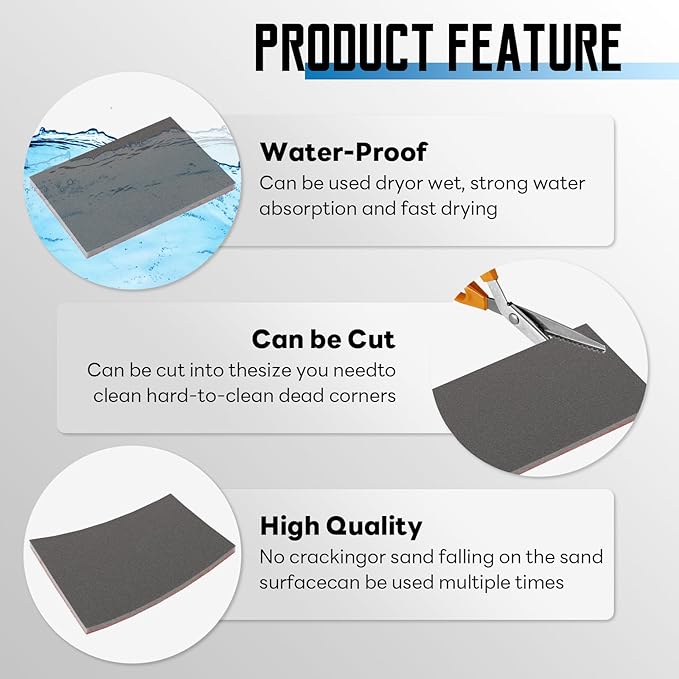 20 Pack 800 Grit Sanding Sponge, 3 x 4 Inch Soft Foam Sanding Block Wet Dry - Image 3
