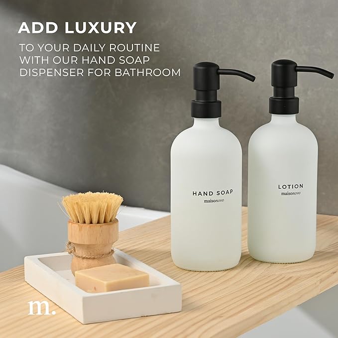 MaisoNovo Soap Dispenser 3-Piece Set | 16.9oz White Bottles - Image 7