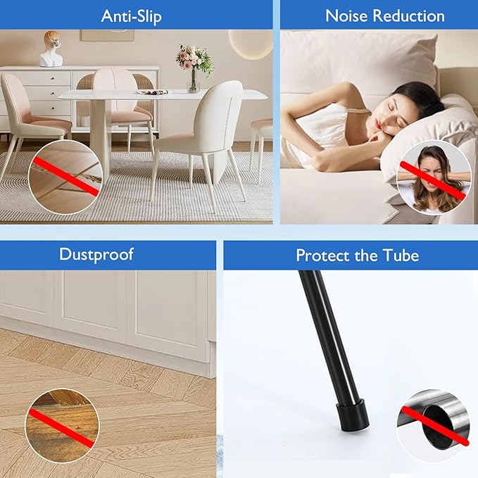 4 Pcs 1-1/2" Round Rubber Chair Leg Caps, PVC Table Leg Covers, Flexible & - Image 6