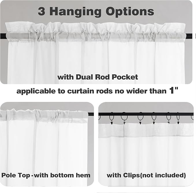 Chyhomenyc Extra Long White Sheer Curtains 144 inch 2 Panels Set, Translucent - Image 7