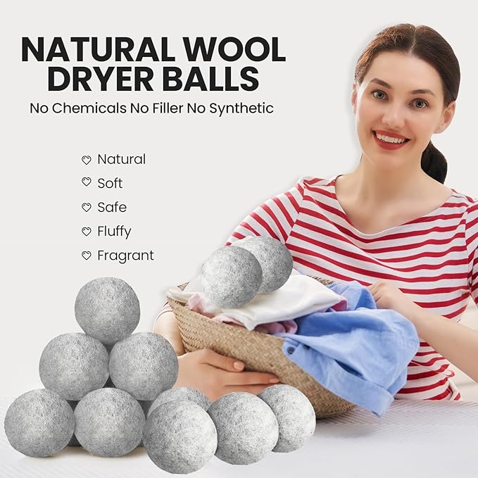Kenning 26 Pieces Wool Dryer Balls Set, 24 Reusable Dryer Balls - Image 6