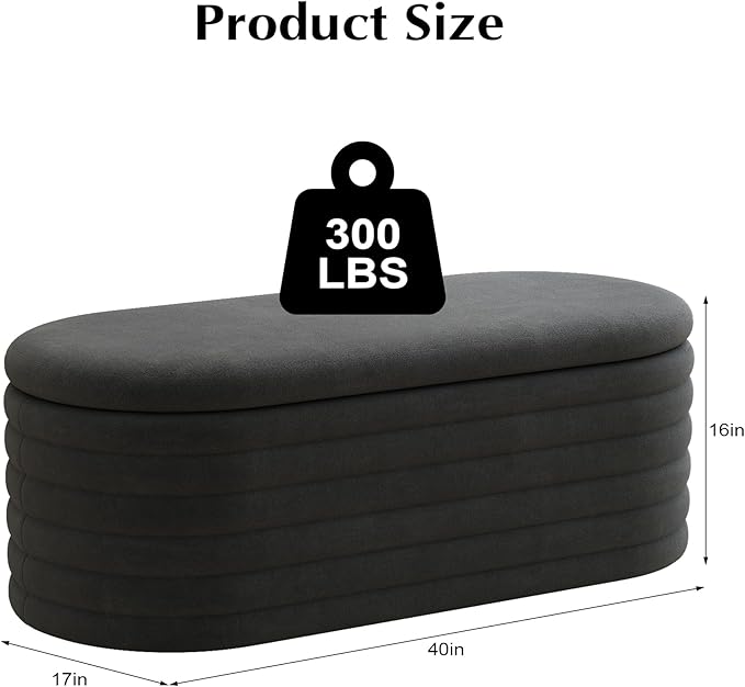 Storage Ottoman Bench, Upholstered Fabric Storages Benches End of Bed Stool - Image 2