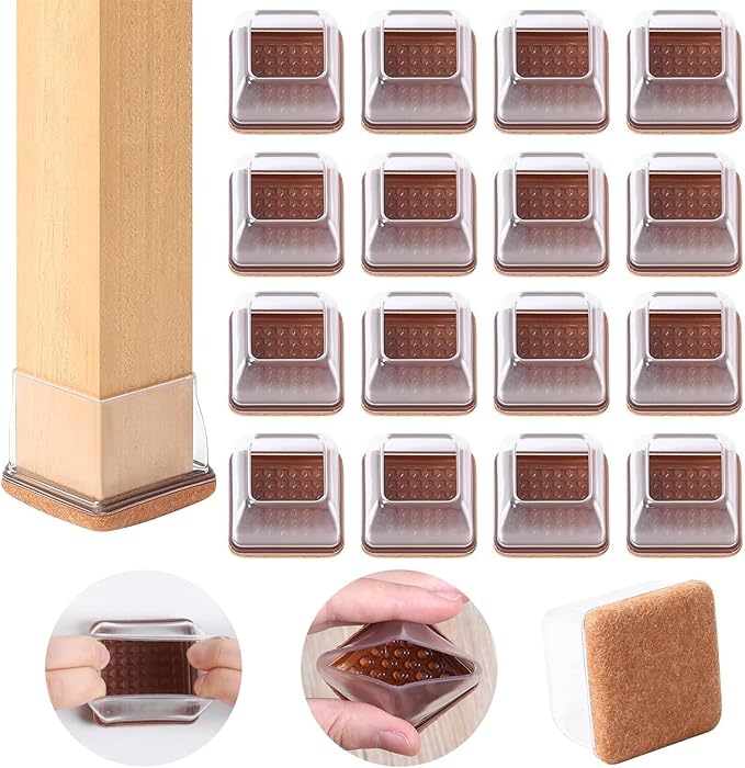 Ezprotekt 24 Pcs Clear Square Chair Leg Floor Protectors by VisittheEzprotekt