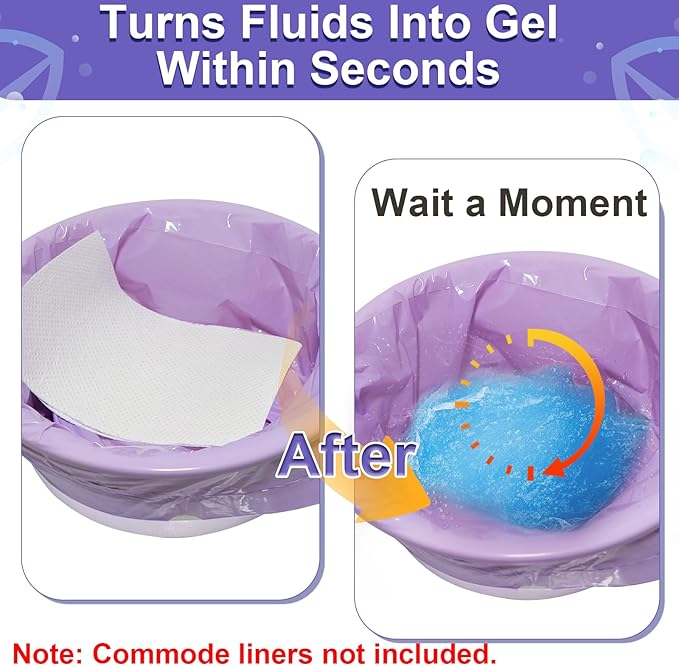 100 Commode Absorbent Pads for Bedside Commode Liners, Disposable Commode - Image 4