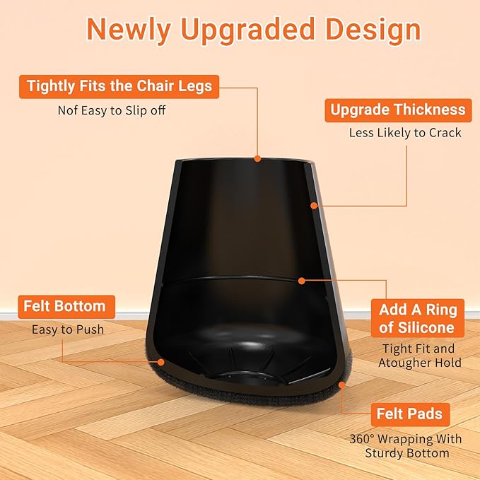 Chair Leg Floor Protectors Medium 24Pcs, Silicone Chair Leg Protectors - Image 3
