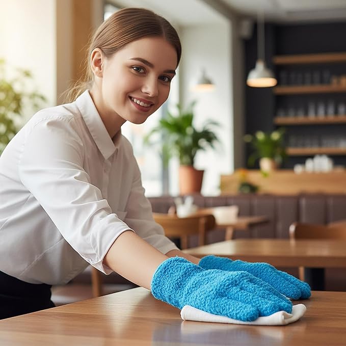 2 Pairs Microfiber Gloves Household Cleaning Glove Plant Dusting Glove Washable - Image 8
