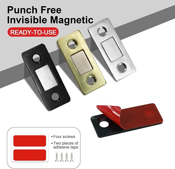 Cabinet Magnetic Catch, 6 Pack Black Ultra Thin Magnetic Cabinet Door Catch - Image 7