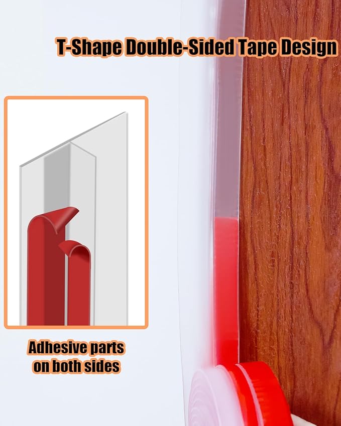 Orghtin T-Shaped Silicone Seal Strip, 40Ft x 1.97 in Draft Stopper - Image 2