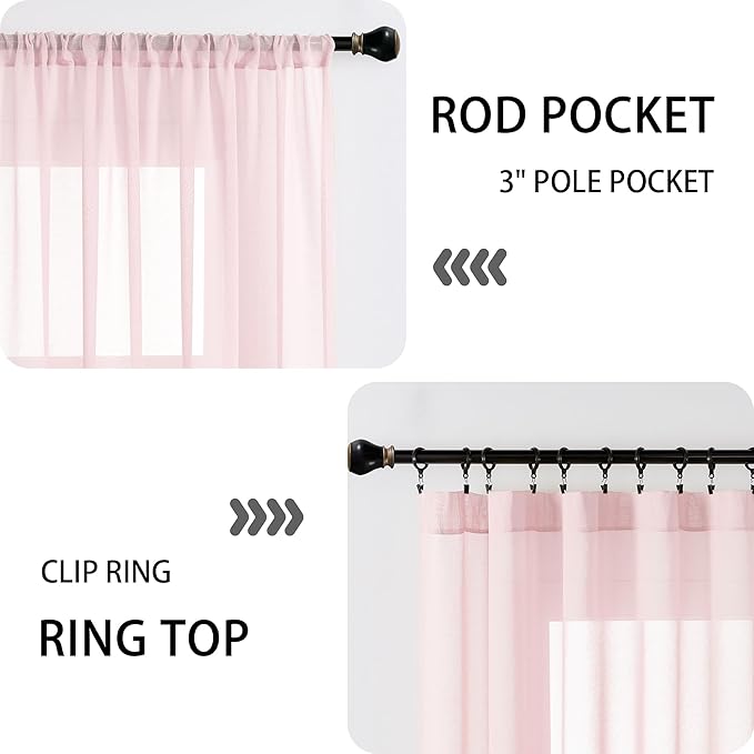 Tollpiz Sheer Door Curtain Closet Linen Textured Curtain Sheers Doorway Light - Image 5