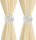 2 Pack Crystal Flower Curtain Tiebacks – Decorative Spring Wire Buckle Clips by Aimery