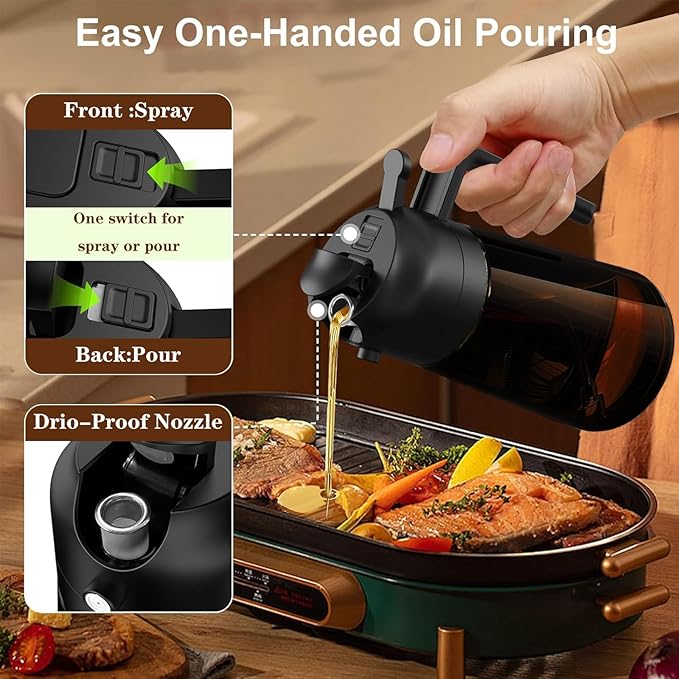 2-in-1 Glass Oil Dispenser & Sprayer - 16oz/470ml Leakproof Bottle - Image 3