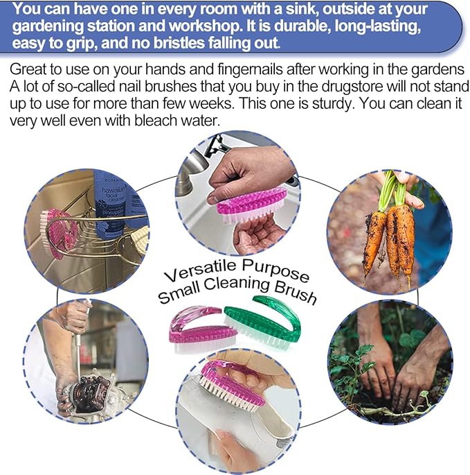 Handle Grip Nail Brush for Cleaning Fingernails Hands & Under Nails, Stiff - Image 4