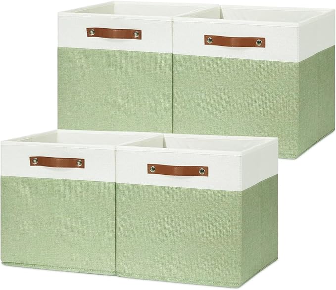 HNZIGE Fabric Cube Storage Bins 13x13 Set of 4 Canvas Storage Baskets - Image 10