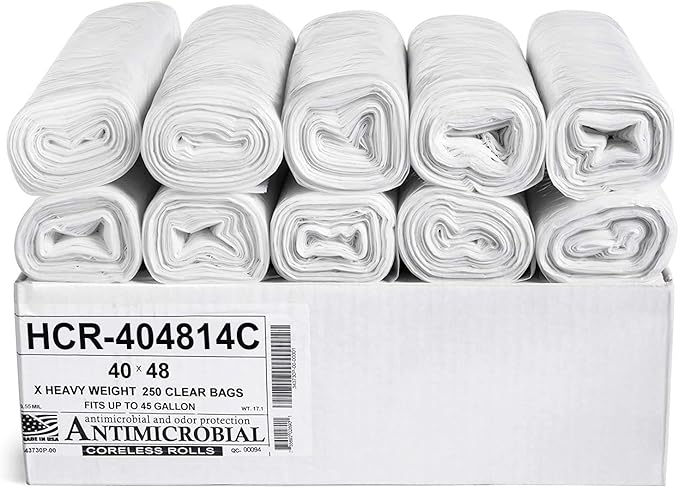 Aluf Plastics High Density Trash Bags, 45 Gallon, 14 Micron, by AlufPlastics