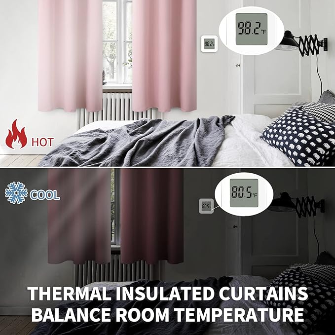BGment Baby Pink Room Darkening Curtains 45 Inches Long - Image 5