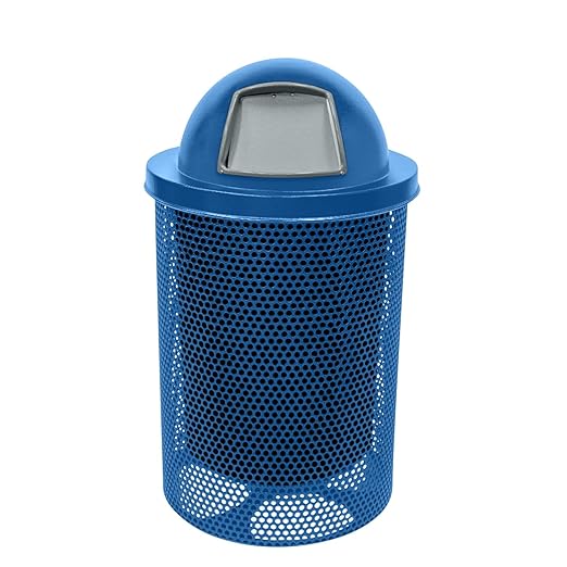 COATEDOUTDOORFURNITURE RDT-P-TXTLBL Heavy Duty Round Trash Receptacle by CoatedOutdoorFurniture