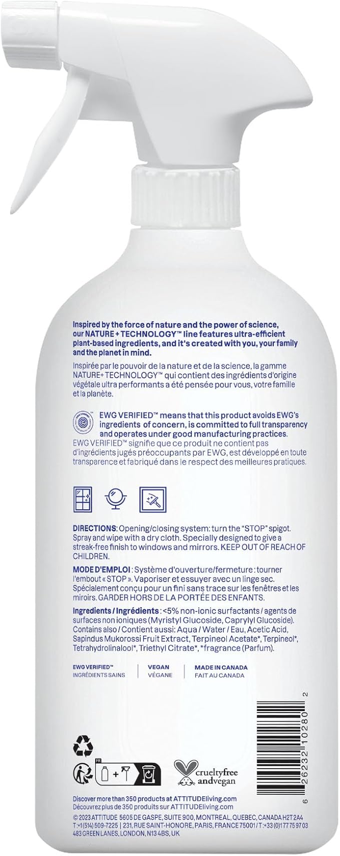 ATTITUDE Window & Mirror Cleaner, EWG Verified, Plant- & Mineral-Based - Image 8