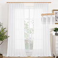 YoungsTex White Linen Semi Sheer Curtains 108 Inch Length 2 Panels, Light by YoungsTex