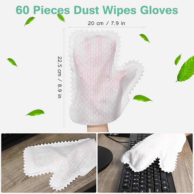 60 Pieces White Microfiber Dusting Gloves Artisan Dusting Mitt Microfiber Cloth - Image 2