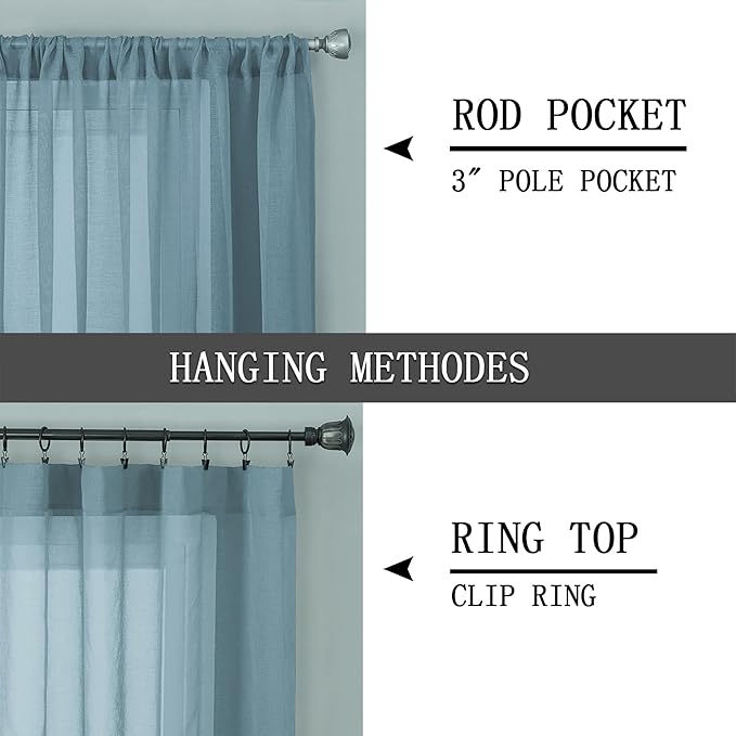 Tollpiz Sheer Curtains Living Room Linen Textured Curtain Sheers Light - Image 5