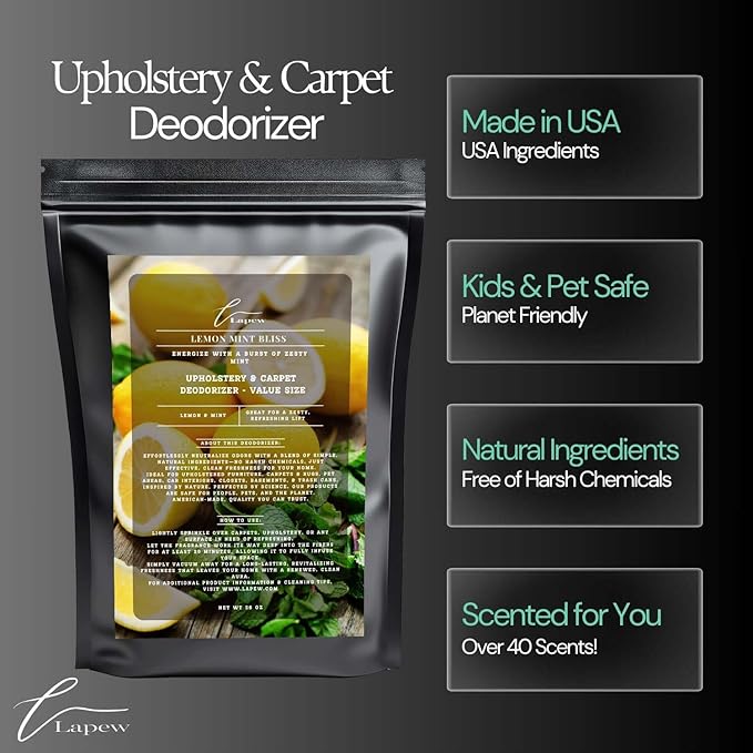 Lemon Mint Bliss Carpet Freshener Powder Refill 36 oz | Powerful Odor Eliminator - Image 5
