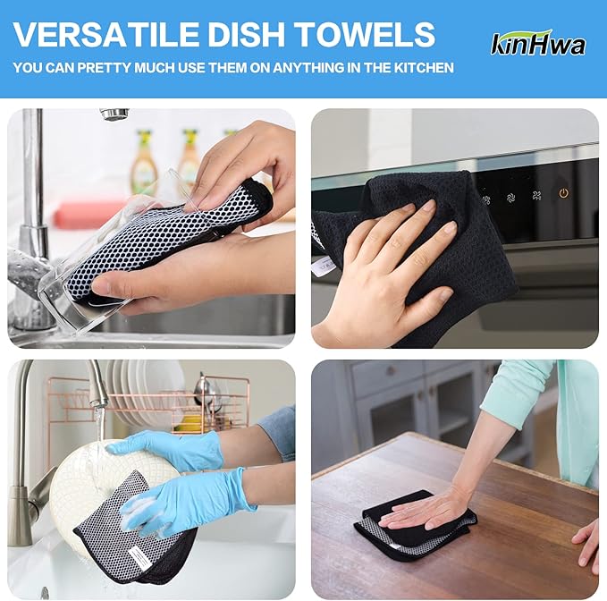 KinHwa Kitchen Washcloths for Dishes Absorbent Microfiber Dish Cloths Quick Dry - Image 7