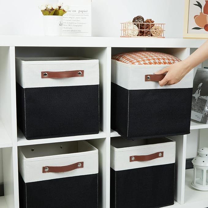 HNZIGE Cubes Storage Bins Set of 4, 11 x 11 Fabric Storage Cube Baskets - Image 5