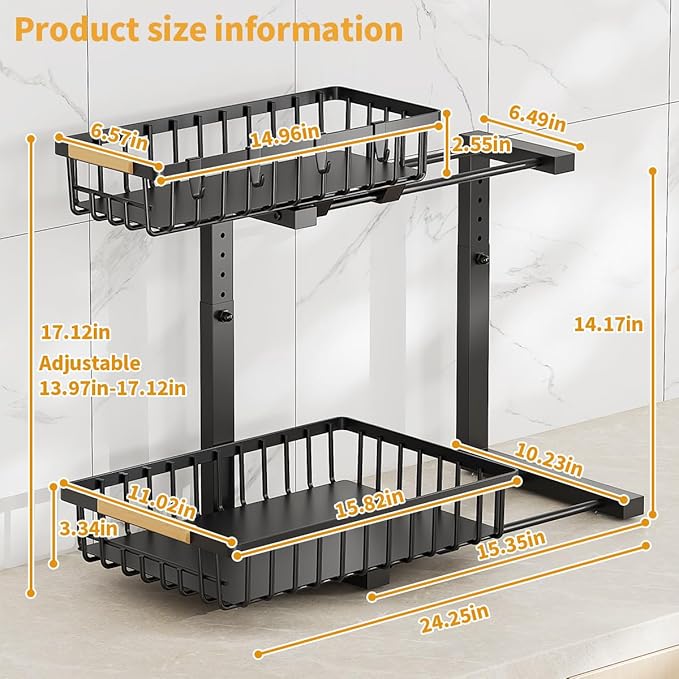 Under Sink Organizer, 2 Tier Under Sink Organizers and Storage, Metal Slide out - Image 6