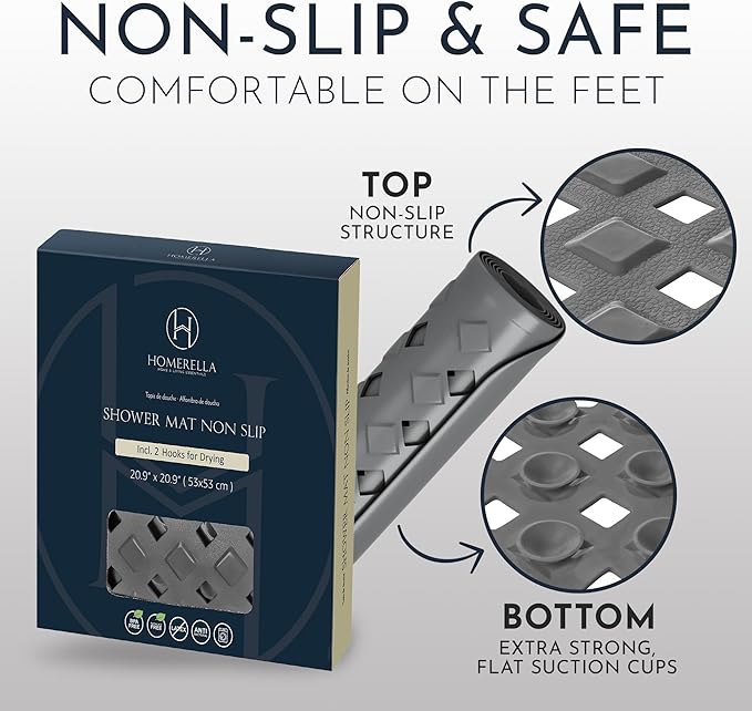 Homerella Anti Slip Shower Mat | Anti Mold Non Slip Bathtub Mat - Image 5