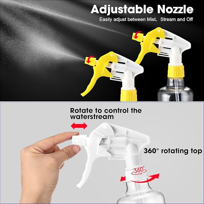 Eccliy 12 Pcs 16 Oz Plastic Spray Bottle, Adjustable Empty Reusable Sprayer - Image 3