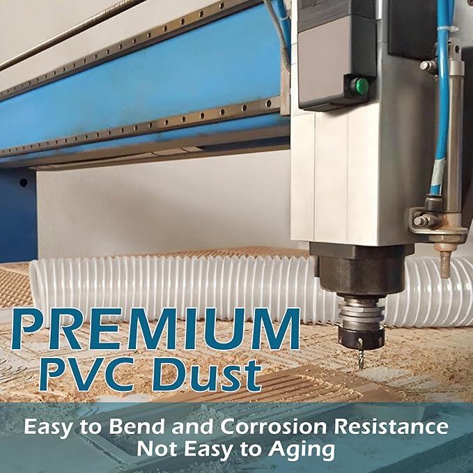 PVC Dust Collection Hose 4" x 20', Flexible Heavy PVC Fume Collection Hose - Image 6
