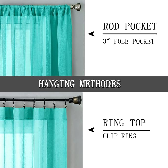 Tollpiz Sheer Tier Curtain Linen Textured Half Kitchen Curtains Sheer Light - Image 5