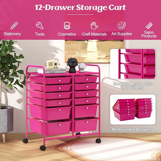 GOFLAME 12-Drawer Rolling Storage Cart, Mobile Utility Cart - Image 4