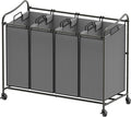 Simple Houseware 4-Bag Heavy Duty Laundry Sorter Rolling Cart, Dark Grey by SimpleHouseware