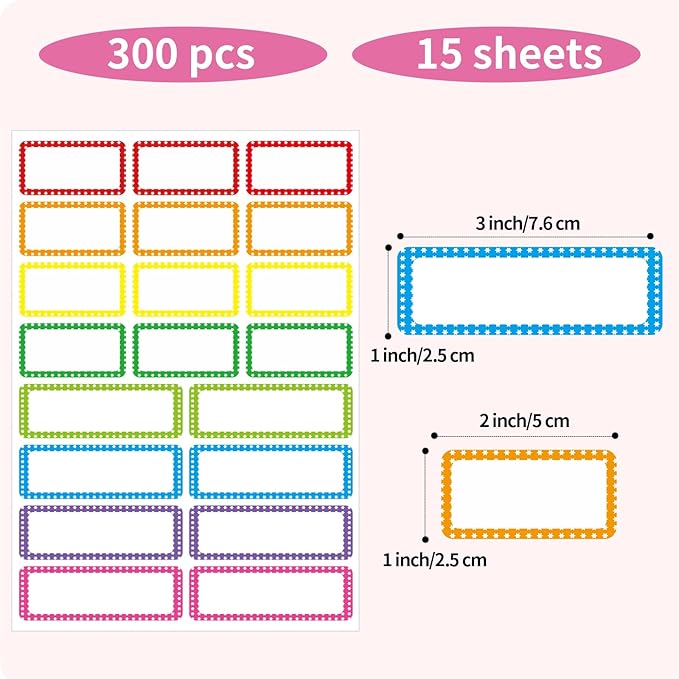 Removable Colored Labels Stickers, Self-Adhesive Rectangular Stickers Star - Image 2