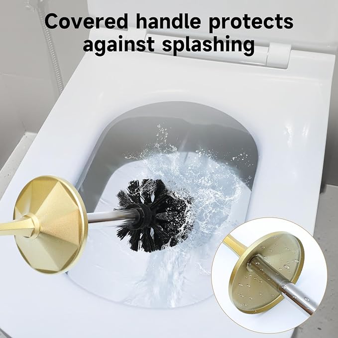 Gold Toilet Brush and Holder，Extra Long Handled Toilet Brush - Image 4