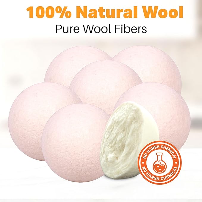 Wool Dryer Balls Organic Felt 6 Pack Laundry Fabric Softener, Extra Large - Image 6