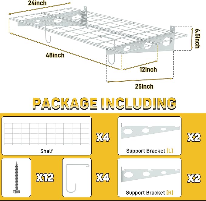 Ultrawall Garage Wall Shelves, 2 x 4 ft Wall Mounted Storage Shelves, Heavy - Image 2
