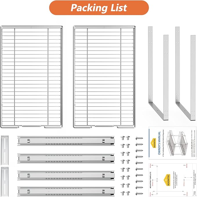 ROOMTEC Individual Pull Out Cabinet Organizer, 2 Tier Spice Rack Organizer - Image 7