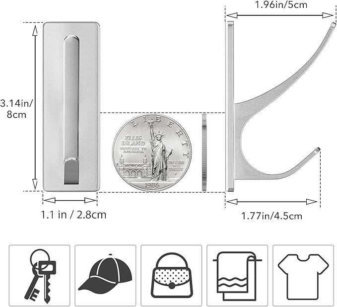 Stick on Hooks for Hanging, Extra Sticky 6KG, Coat Hook on Door for Towel Coat - Image 3