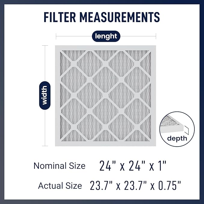 24x24x1 MERV 8 Air Filters 6-Pack, Actual Size 23.7" x 23.7" x 0.75" – - Image 2