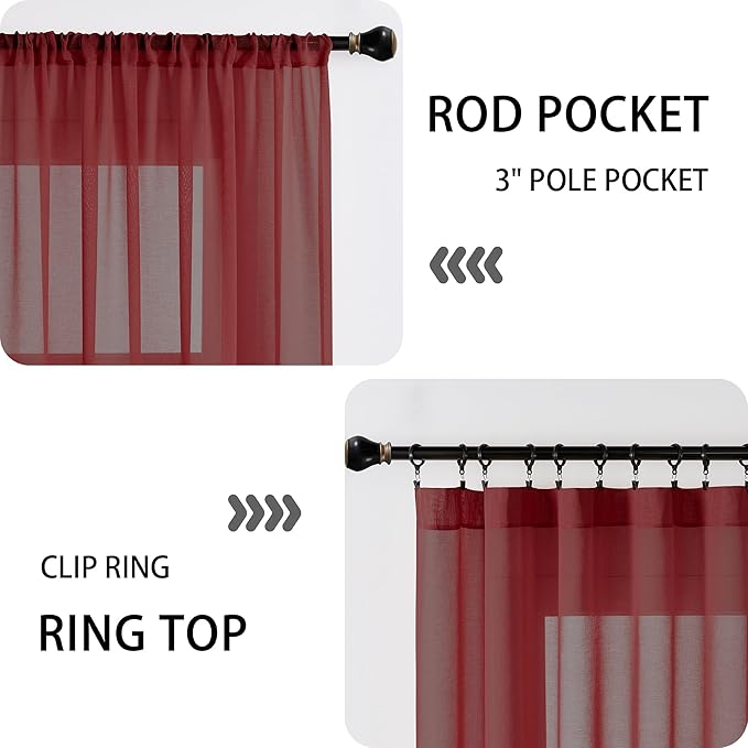 Tollpiz Sheer Door Curtains Closet Linen Textured Curtain Sheers Doorway Light - Image 5