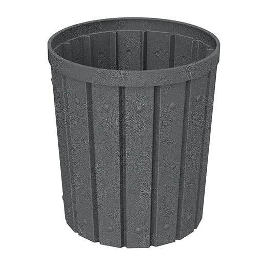 42 Gallon Slated Circle 100% Recycled Plastic Heavy Duty Outdoor Trash Can - Image 5