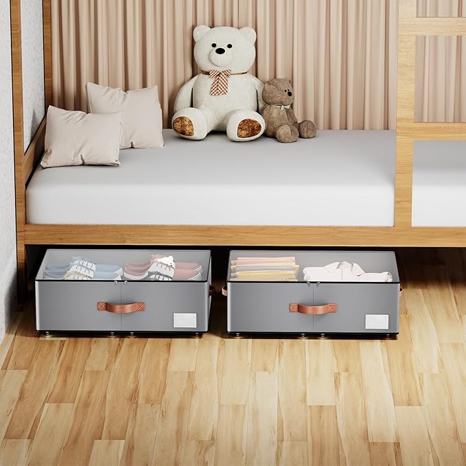 Under bed Storage With Wheels, Large Capacity 10 inches Height Storage Bins - Image 6