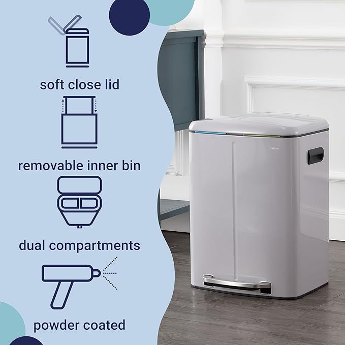 happimess HPM1005I Marco Rectangular 10.6-Gallon Double Bucket Trash Can - Image 3