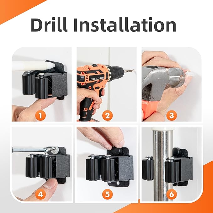 5 PCS Broom Holder Wall Mount, Upgraded Heavy Duty Mop and Broom Holder Wall - Image 8