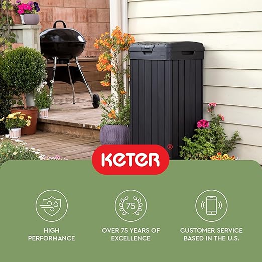 Keter Baltimore Resin 38 Gallon Outdoor Kitchen Trash Can - Image 15